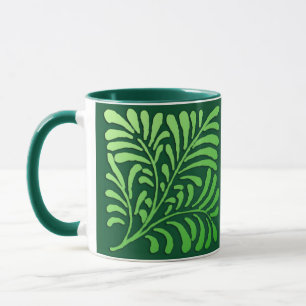 Art Deco Farnmuster - Farbtöne von Grün Tasse