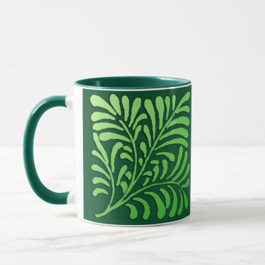Art Deco Farnmuster - Farbtöne von Grün Tasse (Links)