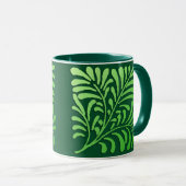 Art Deco Farnmuster - Farbtöne von Grün Tasse (VorderseiteRechts)