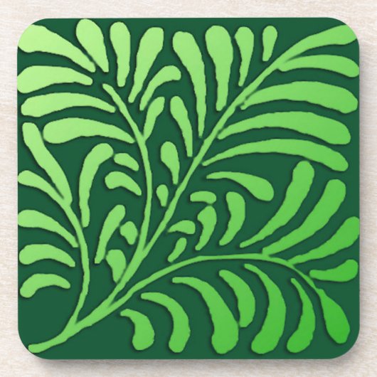 Art Deco Farnmuster - Farbtöne von Grün Untersetzer (Vorderseite)