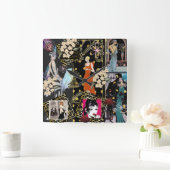 Art Deco Fashion Show Scene Quadratische Wanduhr (Zuhause)