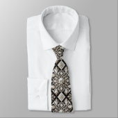 Art Deco Faux Seide | Luxus B+W Diamanten Krawatte (Gebunden)