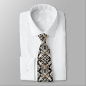 Art Deco Faux-Seide | Luxus B+W Diamanten Krawatte (Gebunden)