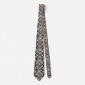 Art Deco Faux-Seide | Luxus B+W Diamanten Krawatte (Vorderseite)