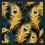 Art Deco Feather Muster Poster<br><div class="desc">Eine digitale Abbildung eines nahtlosen,  sich wiederholenden Art-Déco-Federmusters.</div>