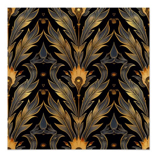 Art Deco Feather Muster Poster (Vorderseite)