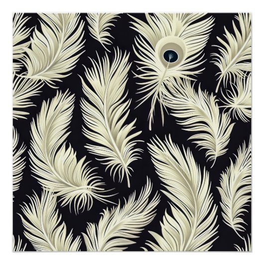 Art Deco Feather Muster Poster (Vorderseite)