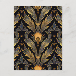 Art Deco Feather Muster Postkarte