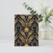 Art Deco Feather Muster Postkarte (Stehend Vorderseite)