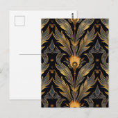 Art Deco Feather Muster Postkarte (Vorne/Hinten)
