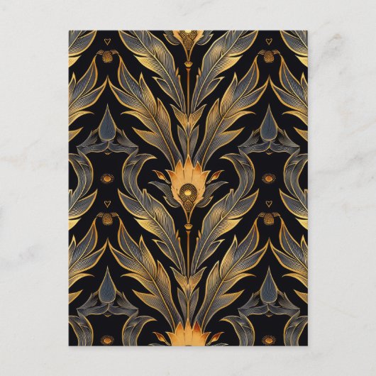 Art Deco Feather Muster Postkarte (Vorderseite)
