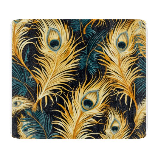 Art Deco Feather Muster Schneidebrett (Vorderseite)