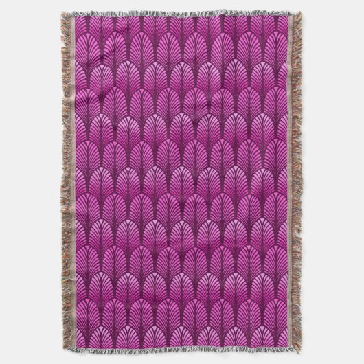 Art Deco Feather Pattern, Amethyst Lila Decke (Vorderseite Vertikal)