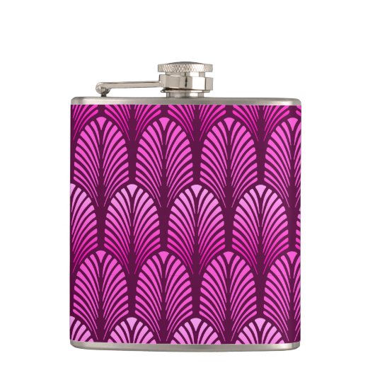 Art Deco Feather Pattern, Amethyst Lila Flachmann (Vorderseite)