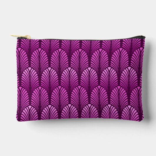 Art Deco Feather Pattern, Amethyst Lila Zubehörtasche (Vorderseite)