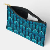 Art Deco Feather Pattern, Cerulean Blue Zubehörtasche (Offen)