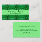 Art Deco Feather Pattern, Emerald Green Business Visitenkarte (Vorne/Hinten)