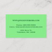 Art Deco Feather Pattern, Emerald Green Business Visitenkarte (Rückseite)