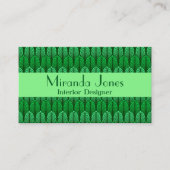 Art Deco Feather Pattern, Emerald Green Business Visitenkarte (Vorderseite)