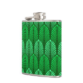 Art Deco Feather Pattern, Emerald Green Flachmann (Links)