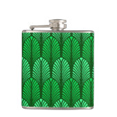 Art Deco Feather Pattern, Emerald Green Flachmann (Vorderseite)