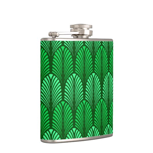 Art Deco Feather Pattern, Emerald Green Flachmann (Rechts)