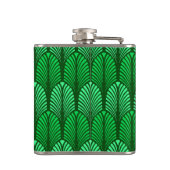 Art Deco Feather Pattern, Emerald Green Flachmann (Rückseite)