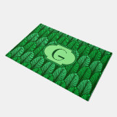 Art Deco Feather Pattern, Emerald Green Fußmatte (Schrägansicht)