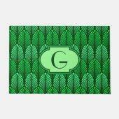 Art Deco Feather Pattern, Emerald Green Fußmatte (Vorderseite)