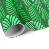 Art Deco Feather Pattern, Emerald Green Geschenkpapier (Rolleneckpunkt)