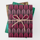 Art Deco Feather Pattern, Fuchsia, Aqua & Brown Geschenkpapier Set (Beispiel)