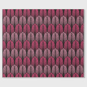 Art Deco Feather Pattern, Fuchsia Pink und Black Geschenkpapier (Flach)