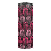 Art Deco Feather Pattern, Fuchsia Pink und Black Thermosbecher (Rückseite)