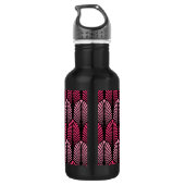 Art Deco Feather Pattern, Fuchsia Pink und Black Trinkflasche (Rückseite)