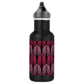 Art Deco Feather Pattern, Fuchsia Pink und Black Trinkflasche (Rechts)