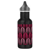 Art Deco Feather Pattern, Fuchsia Pink und Black Trinkflasche (Links)