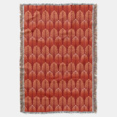 Art Deco Feather Pattern, Mandarin Orange Decke (Vorderseite Vertikal)