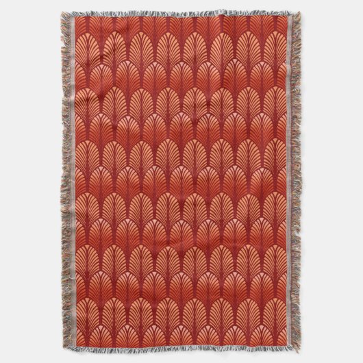 Art Deco Feather Pattern, Mandarin Orange Decke (Vorderseite Vertikal)