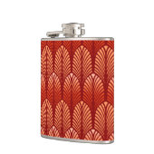 Art Deco Feather Pattern, Mandarin Orange Flachmann (Links)