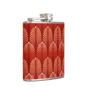Art Deco Feather Pattern, Mandarin Orange Flachmann (Rechts)
