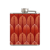Art Deco Feather Pattern, Mandarin Orange Flachmann (Rückseite)