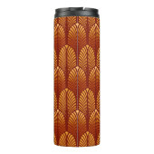 Art Deco Feather Pattern, Mandarin Orange Thermosbecher (Rückseite)