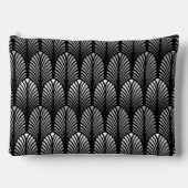 Art Deco Feather Pattern, Silver Grau und Black Zubehörtasche (Vorderseite)