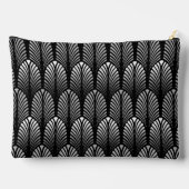 Art Deco Feather Pattern, Silver Grau und Black Zubehörtasche (Rückseite)
