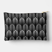 Art Deco Feather Pattern, Silver Grau und Black Zubehörtasche (Rückseite)