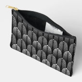 Art Deco Feather Pattern, Silver Grau und Black Zubehörtasche (Offen)