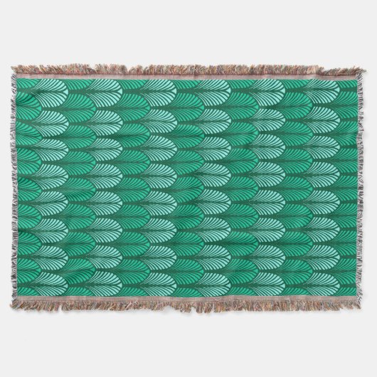 Art Deco Feather Pattern, Türkis und Aqua Decke (Vorderseite)