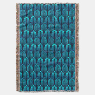 Art Deco Feather Pattern, Türkis und Marine Decke