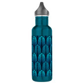 Art Deco Feather Pattern, Türkis und Marine Trinkflasche (Links)