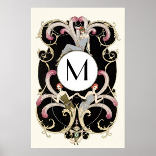 ART DECO FEATHERS , SCHÖNHEIT FASHION KOSTUME MONO POSTER